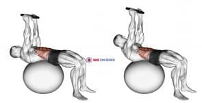 Weighted Overhead Crunch (on stability ball)