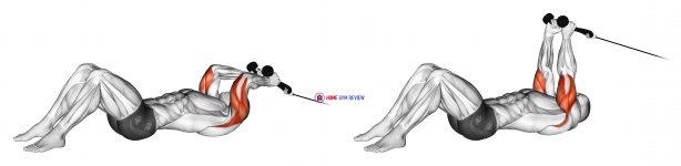 Cable Rope Lying on Floor Tricep Extension