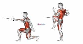 Band High Knee Lunge with Single Arm Row