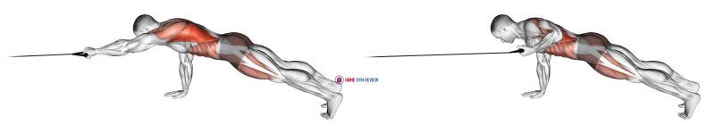 Band Front Plank with Single Arm Pulldown