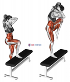 Step-up opposite elbow to knee twist