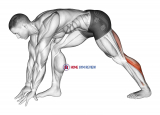 Crouching Heel Back Calf Stretch